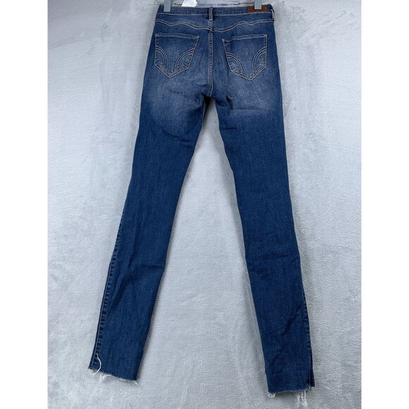 Hollister Super Skinny Jeans Womens Size 5L Ultra High Rise Distressed Blue - Picture 2 of 12